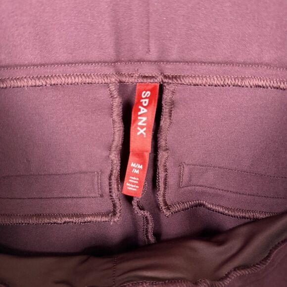 Spanx Slim Straight High Rise Pants Women's Size M Burgundy - Picture 5 of 7